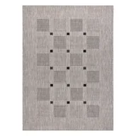 Dywany - DYWAN SZNURKOWY SIZAL FLOORLUX 20079 kwadraty srebrny / czarny beżowy 60x110 cm - miniaturka - grafika 1