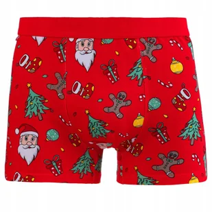 Czaerwone Bokserki ŚWIĄTECZNE MĘSKIE Mikołaj Piernik Prezent MORAJ 1szt XXL r. XXL - Majtki męskie - miniaturka - grafika 1