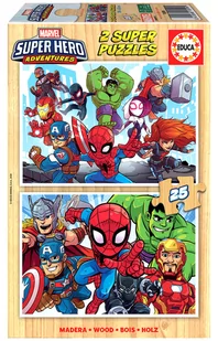 Marvel Puzzle 2x25 Super Hero Adventures drewno) Nowa - Puzzle - miniaturka - grafika 1