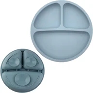Miseczki i talerzyki dla dzieci - Talerzyk Silikonowy Obiadowy Dla Dzieci Z Przedziałkami Przyssawkami - miniaturka - grafika 1