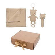 Koce i narzuty dla dzieci - Kocyk, pozytywka i grzechotka- zestaw upominkowy beżowy miś Jabadabado - miniaturka - grafika 1