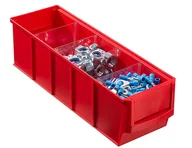 Pojemniki przemysłowe - Allit Plastikowy pojemnik do regału Shelfpoj., 91 x 300 x 81 mm, czerwony 456521 - miniaturka - grafika 1