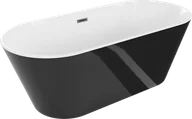 Wanny - Mexen Flavia wanna wolnostojąca 170 x 75 cm, biała/czarna, przelew gun gray szczotkowany - 54031708075-66 - miniaturka - grafika 1