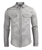 Koszule męskie - koszula RILEY DENIMSHIRT grey, jeansowa-XXL - miniaturka - grafika 1