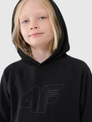 Bluzy dla chłopców - 4F Bluza chłopięca dresowa nierozpinana z kapturem 4FJWSS25TSWSM1712-20S Czarny Roz. 164 - miniaturka - grafika 1