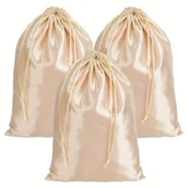 Pozostałe akcesoria fryzjerskie - TEMU 3 szt. Luksusowe satynowe torby do przechowywania peruk - Miękkie, pyłoszczelne torby ze sznurkiem do podróży i pakowania prezentów - Idealne do - miniaturka - grafika 1