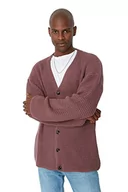 Swetry męskie - Trendyol Męski oversize standardowy kardigan z dekoltem w serek różowy, różowy, XS - miniaturka - grafika 1