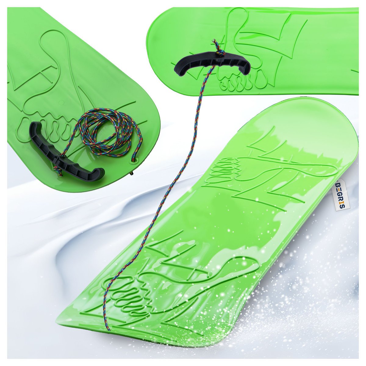 SANKI PLASTIKOWE DLA DZIECI ZIELONE ŚLIZG SNOWBOARD DESKA SNOWBOARDOWA