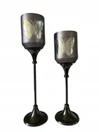 Świeczniki - ŚWIECZNIK METAL SZKŁO 34 CM - miniaturka - grafika 1