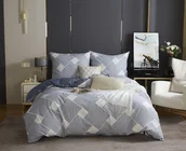 Pościel - Niebieska Pościel Geometryczna Satyna Bawełniana 160x200 XDF 043 - miniaturka - grafika 1