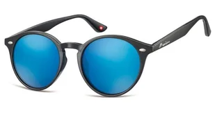 Okulary okragle czarne lenonki lustrzane MS20A - Okulary korekcyjne, oprawki, szkła - miniaturka - grafika 1