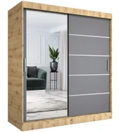 Szafy - Szafa przesuwna 180 cm dąb artisan + antracyt R0-C08 - miniaturka - grafika 1