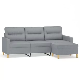 3-osobowa sofa z podnóżkiem, jasnoszara, 180 cm, tkaniną Lumarko! - Sofy i kanapy - miniaturka - grafika 3