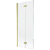 Parawany nawannowe - Mexen Mist parawan nawannowy 2-skrzydłowy lewy 80 x 150 cm, transparent, złoty szczotkowany - 8A9-080-002-55-00-L - miniaturka - grafika 1