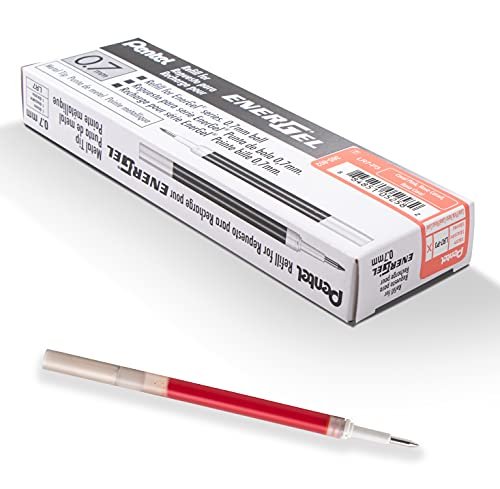 Pentel LR7-P3X wkład do długopisów EnerGel 0,7 kulka = grubość kreski 0,35 mm, 12 sztuk, koralowy