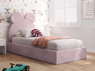 Łóżko dziecięce tapicerowane 90x200 ze stelażem różowy Velvet Kids Line 1 Miś - Łóżka dla dzieci i młodzieży - miniaturka - grafika 1