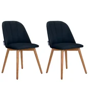 Krzesła - Zestaw 2 krzeseł z tkaniny velvet Bakeri, granatowy - miniaturka - grafika 1