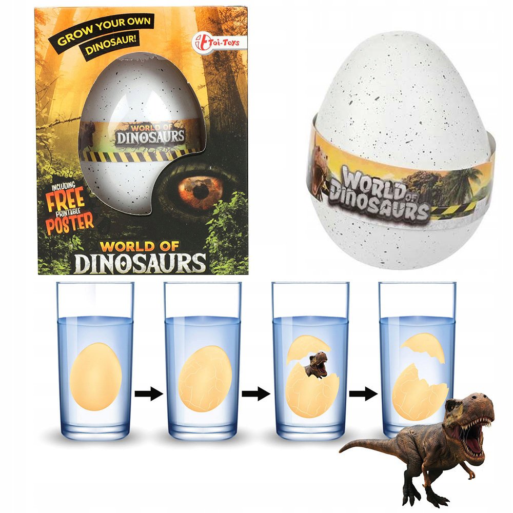 DINOZAUR ROSNĄCY WYKLUWAJĄCY Z JAJKA DINOSAUR JAJKO DO WODY JAJO DINOZAURA