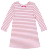 Sukienki i spódniczki dla dziewczynek - Łososiowa, Trapezowa Sukienka W Białe Paski - miniaturka - grafika 1