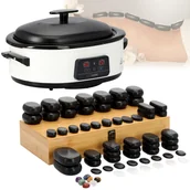 Masażery - Zestaw podgrzewacz kamieni 18L 1450W regulacja i 36 kamieni do masażu spa bazalt + walizka - miniaturka - grafika 1