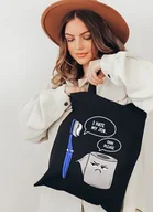 Torby i wózki na zakupy - czarna torba bawełniana na zakupy - miniaturka - grafika 1