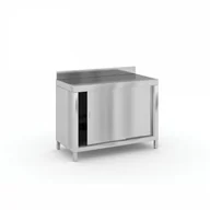 Meble gastronomiczne - B2B Partner Stół ze stali nierdzewnej z szafą z przesuwnymi drzwiami, 1200x600x850 mm 434089 - miniaturka - grafika 1