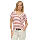 Koszulki i topy damskie - Superdry Studios Slub Haftowana Koszulka z Krótkim Rękawem i Dekoltem w Serek - miniaturka - grafika 1