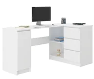 Biurka dla dzieci - Meble Biurko narożne komputer 3sz 155cm Białe N12 - miniaturka - grafika 1