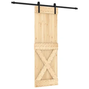 Drzwi przesuwne z osprzętem, 70x210 cm, lite drewno sosnowe 8721012080539 - Drzwi wewnętrzne - miniaturka - grafika 3