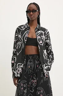 Desigual koszula bawełniana FACES damska kolor czarny regular z kołnierzykiem klasycznym 24WWCW34 - Koszule damskie - miniaturka - grafika 1