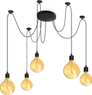 Lampy sufitowe - LUMILED lampa wisząca lampa wisząca kreatywny żyrandol pająk lampa sufitowa vintage gniazdo E27 LED czarny metal regulowana wysokość (5 płomieni) - miniaturka - grafika 1