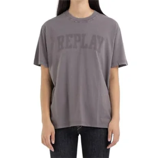 Replay T-shirt damski regular fit, 093 Anthracite, M - Koszulki i topy damskie - miniaturka - grafika 1