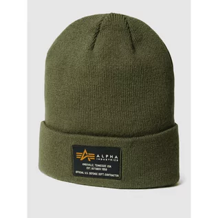 Czapki męskie - Czapka beanie z naszywką z logo model Crew Beanie - Alpha Industries - grafika 1