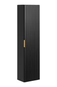 Szafki łazienkowe - CZARNY Wiszący Słupek Łazienkowy Wysoki 140 cm Szafka RYFLOWANY FRONT 3 Kolory uchwytów - miniaturka - grafika 1