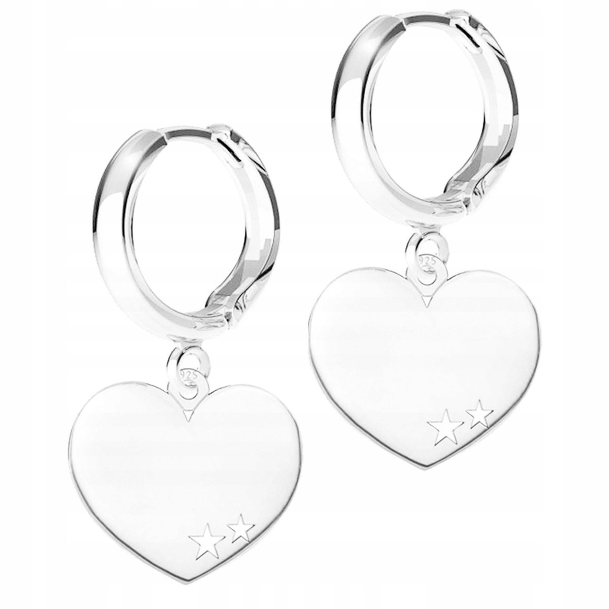Kolczyki Srebrne Blaszka z Sercem Serduszkiem Serduszka Bigle SREBRO 925
