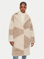 Płaszcze damskie - Bomboogie Kożuch CW8698TFSB4 Beżowy Loose Fit - miniaturka - grafika 1
