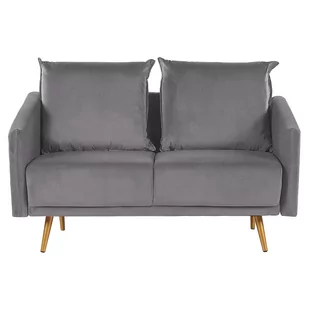 Beliani Sofa 2-osobowa welurowa szara MAURA - Sofy i kanapy - miniaturka - grafika 1