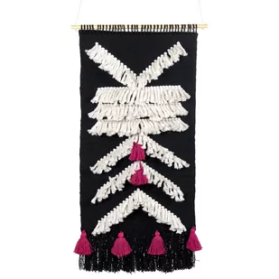 Dekoracja ścienna bawełniana czarno-biała PAKPATTAN - Dekoracje domu Dekoracja ścienna bawełniana czarno-biała PAKPATTAN - Dekoracje domu - miniaturka - grafika 1