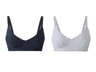 esmara® Biustonosz do karmienia, bez fiszbin, 2 sztuki (Granatowy/szary, 85C) - Bielizna ciążowa - miniaturka - grafika 1