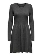 Sukienki - ONLY Damska sukienka z dzianiny z długim rękawem, ciemnoszary melanż, XL - miniaturka - grafika 1