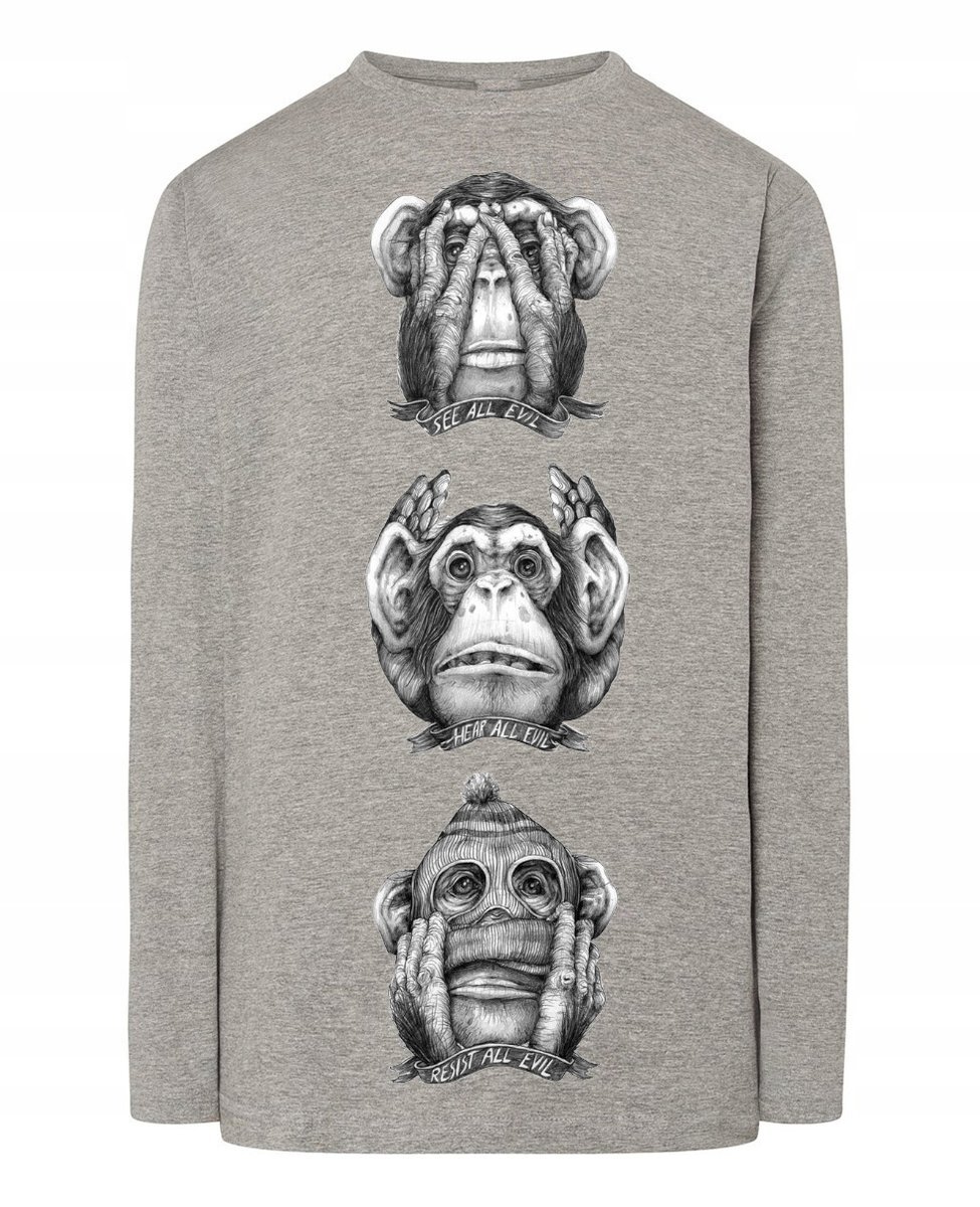 Longsleeve męski nadruk Małpa Rozm.M
