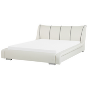 Łóżka - Beliani Łóżko skórzane 180 x 200 cm białe NANTES 2885 - miniaturka - grafika 1