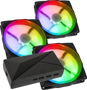 Wentylator Noiseblocker NB-eLoop X B12-P ARGB Czarny 3-pack + Hub SilverStone CPL02-E LUBU-048 - Wentylatory komputerowe - miniaturka - grafika 1