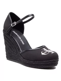 Espadryle damskie - Calvin Klein Jeans Espadryle Wedge Sandal Close Toe Co YW0YW00150 Czarny - grafika 1