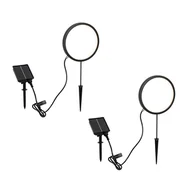 Lampy ogrodowe - QAZQA Zestaw 2 czarnych lamp na szpikulec 50 cm z wbudowanym akumulatorem LED i panelem słonecznym IP65 - Adalind - miniaturka - grafika 1