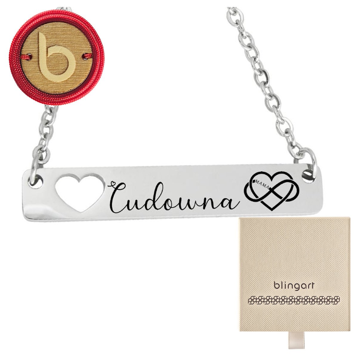 Łańcuszek celebrytka stal chirurgiczna z grawerem