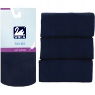 Rajstopy - Rajstopy Dziecięce Bawełniane Cienkie Rajtuzy Elastyczne Klasyczne WOLA Granatowe Granatowy 62-74 - miniaturka - grafika 1