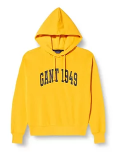 Bluzy damskie - GANT Damska bluza z kapturem MD. Logo Hoodie Bluza z kapturem, Citrus Yellow, XL - grafika 1