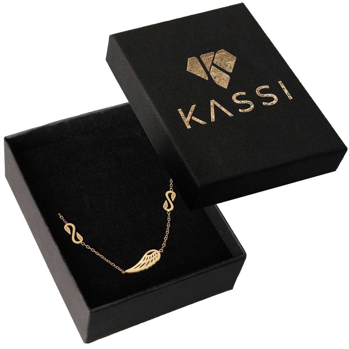 bransoletka w kolorze złotym damska złota Skrzydło stal chirurgiczna stali