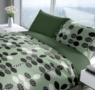 Pościel bawełniana 160x200 Pure zielona liście Faro - Pościel - miniaturka - grafika 1